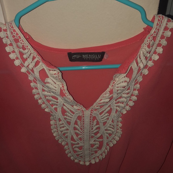 Sheer Orange Top with white embroidery - Small - excellent condition - Picture 5 of 5